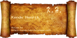 Kende Henrik névjegykártya